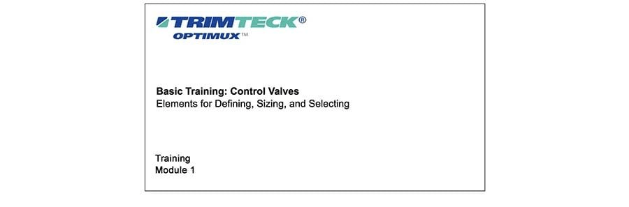 Basic Training: Control Valves Elements for Defining, Sizing, and Selecting